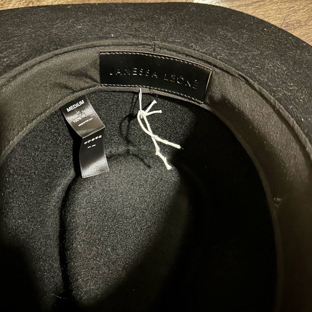 NEW Janessa Leone Ross Hat Package Wool Fedora Black M - Picture 5 of 5
